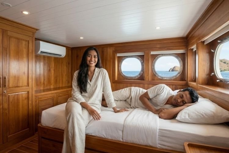 kapal pinisi dengan AC yang nyaman