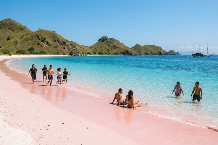 main di pantai pink beach labuan bajo