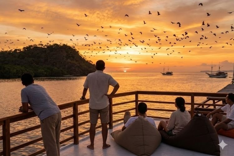 sore hari melihat kelelawar di pulau kalong